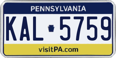 PA license plate KAL5759