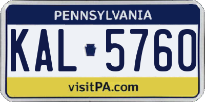 PA license plate KAL5760