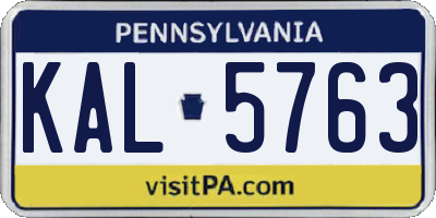 PA license plate KAL5763