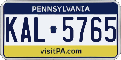 PA license plate KAL5765