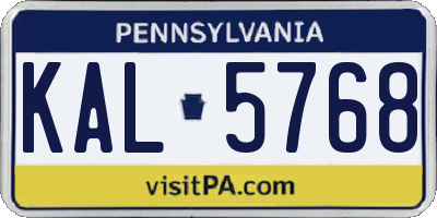 PA license plate KAL5768