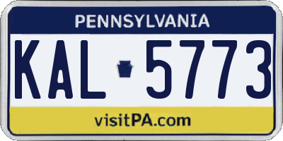 PA license plate KAL5773