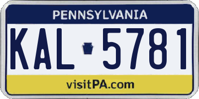PA license plate KAL5781