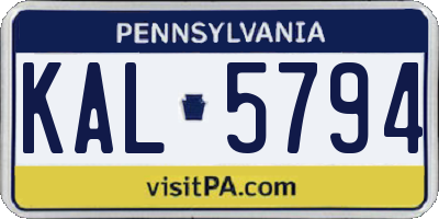 PA license plate KAL5794