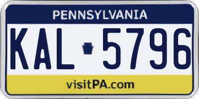 PA license plate KAL5796
