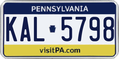 PA license plate KAL5798