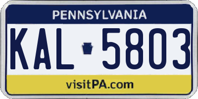 PA license plate KAL5803