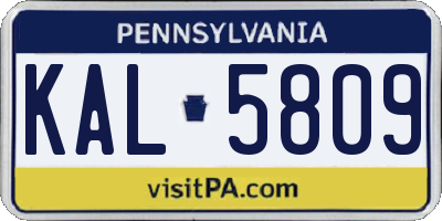 PA license plate KAL5809