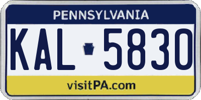 PA license plate KAL5830