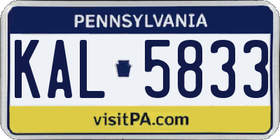 PA license plate KAL5833