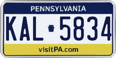 PA license plate KAL5834