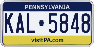 PA license plate KAL5848