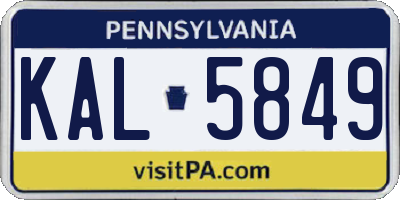 PA license plate KAL5849