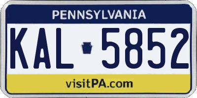 PA license plate KAL5852