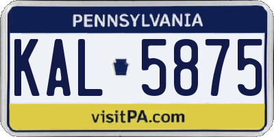 PA license plate KAL5875