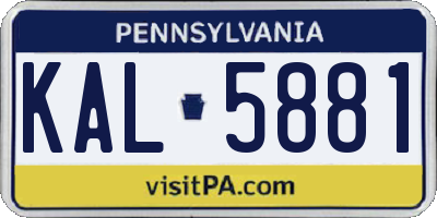 PA license plate KAL5881
