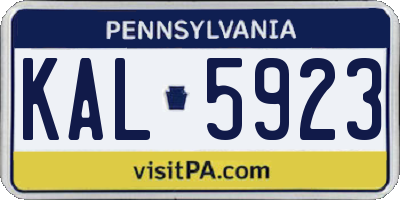 PA license plate KAL5923