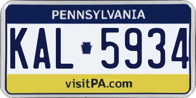 PA license plate KAL5934