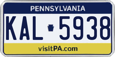PA license plate KAL5938