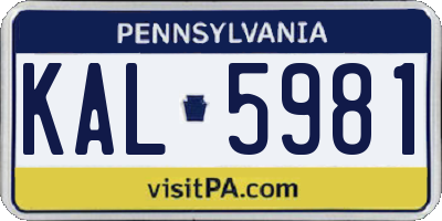 PA license plate KAL5981