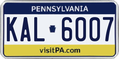 PA license plate KAL6007