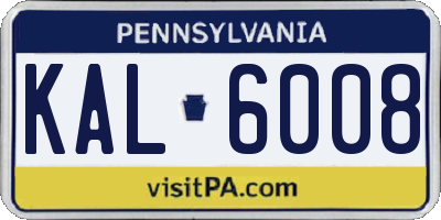 PA license plate KAL6008