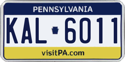 PA license plate KAL6011