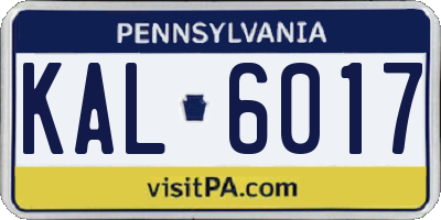 PA license plate KAL6017