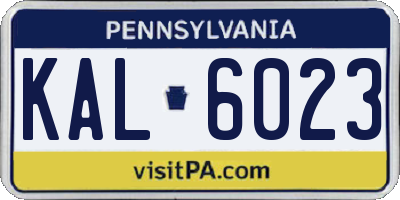 PA license plate KAL6023