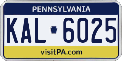 PA license plate KAL6025