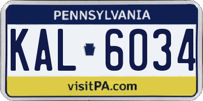 PA license plate KAL6034