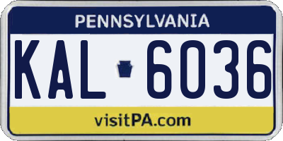 PA license plate KAL6036