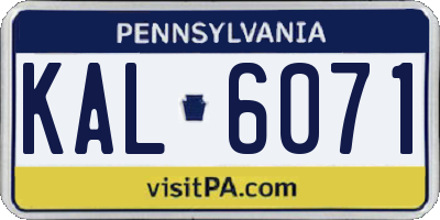 PA license plate KAL6071
