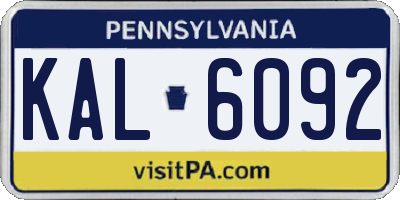 PA license plate KAL6092