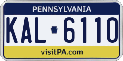 PA license plate KAL6110