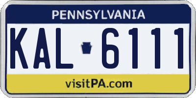PA license plate KAL6111