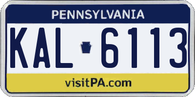PA license plate KAL6113