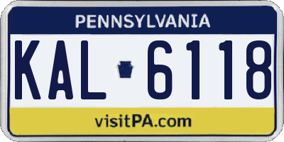 PA license plate KAL6118