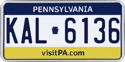 PA license plate KAL6136