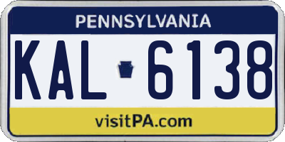 PA license plate KAL6138