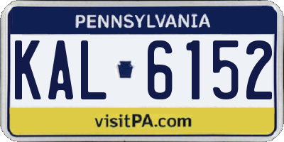 PA license plate KAL6152