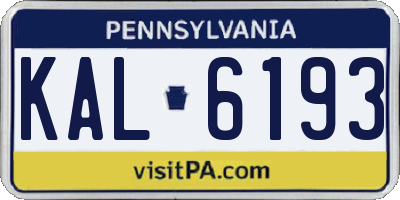 PA license plate KAL6193