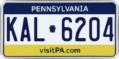 PA license plate KAL6204