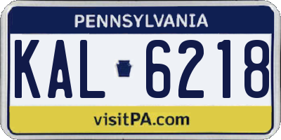 PA license plate KAL6218