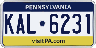PA license plate KAL6231