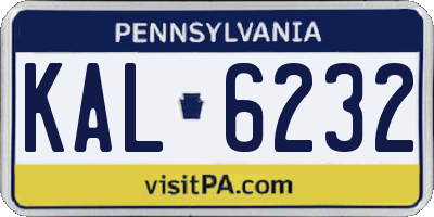PA license plate KAL6232