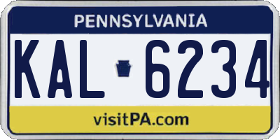 PA license plate KAL6234