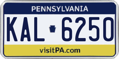 PA license plate KAL6250