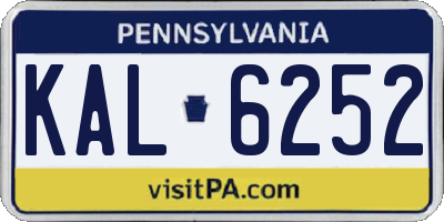 PA license plate KAL6252
