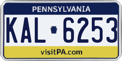 PA license plate KAL6253
